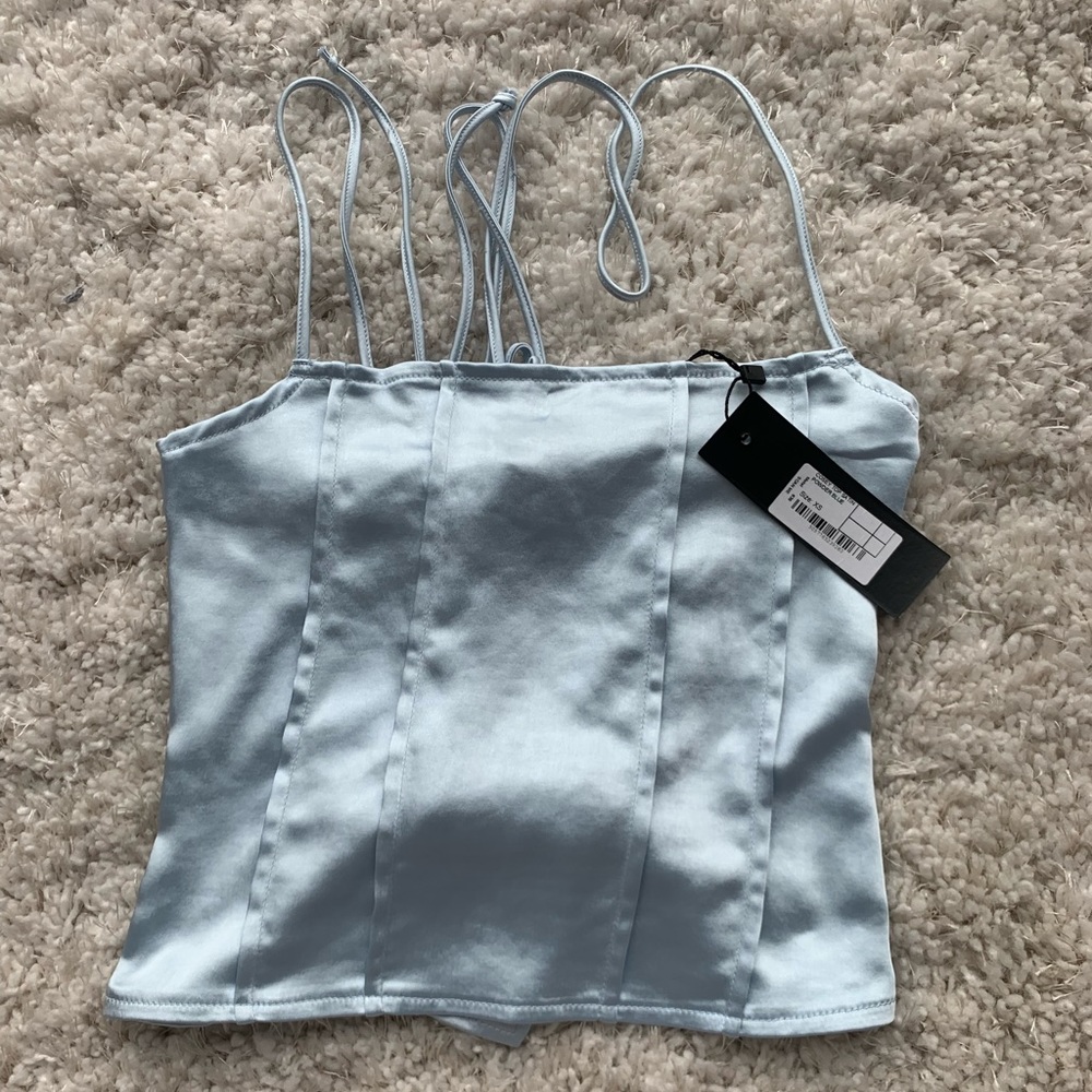 Motel baby blue satin top